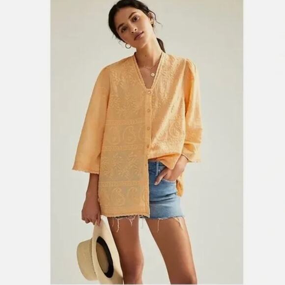 Anthropologie forever that girl Easton Embroidered Tunic Blouse Sz 8 - Picture 1 of 8